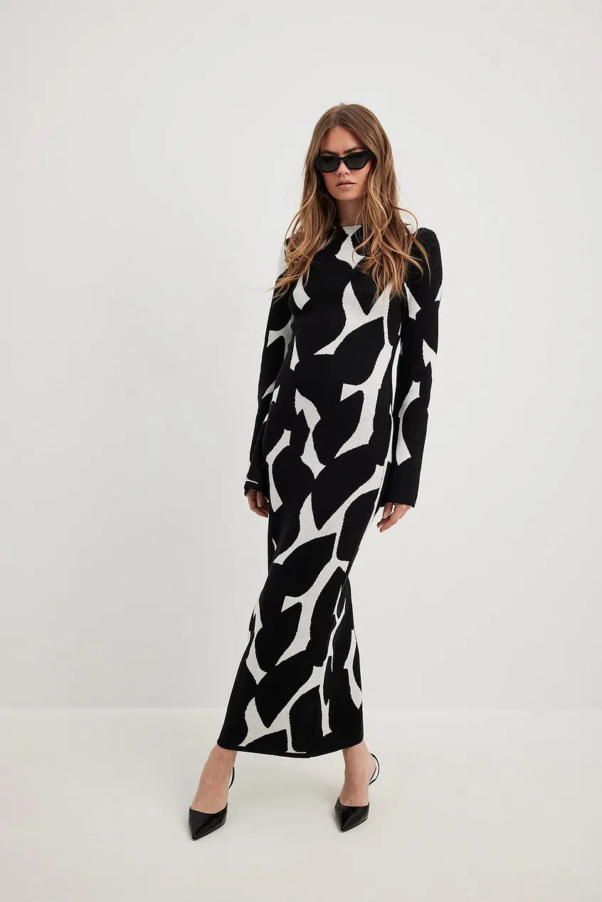 Robe en tricot à manches longues élégante