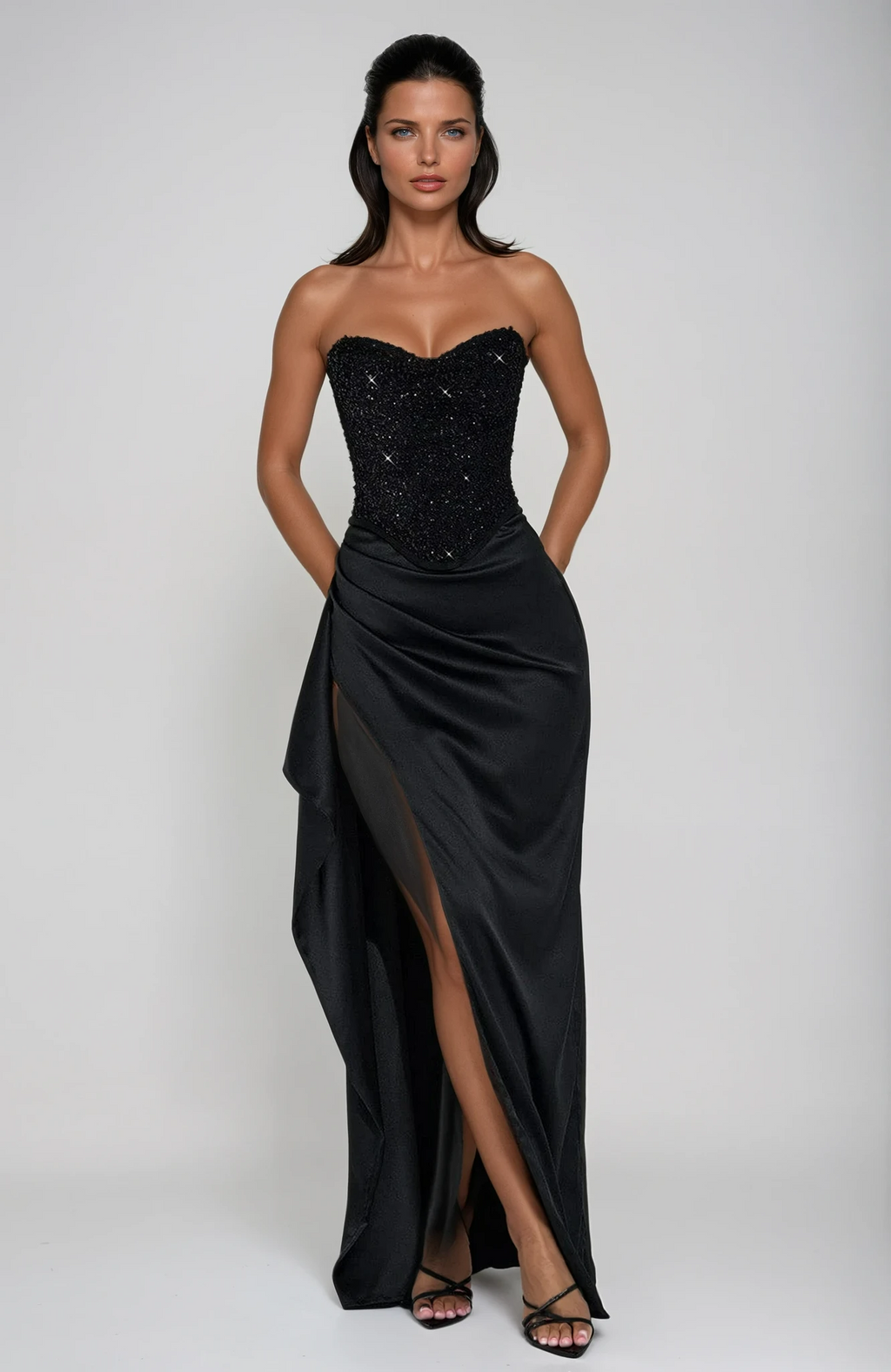 Robe Maxi de Soirée Corset Perlé Emrielle