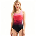 Maillot de bain une pièce pour femmes avec dégradé ombragé et col rond