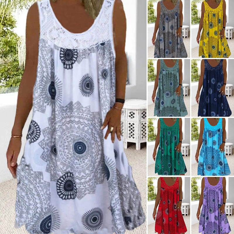 Robe d'été sans manches à décolleté en O pour femmes