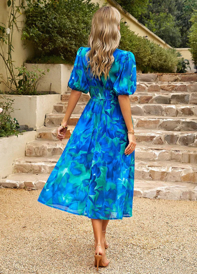 Robe midi d'été fluide avec imprimé floral
