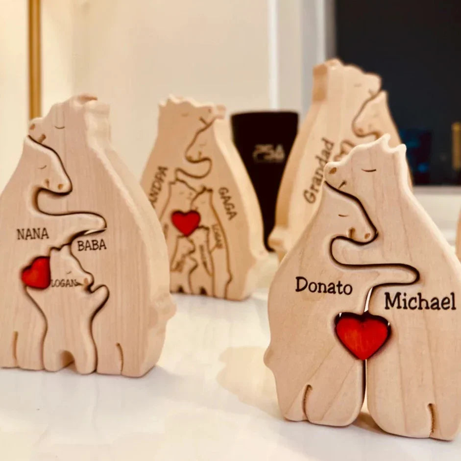 Famille d'Ours en Bois | Décoration personnalisable et unique pour une touche chaleureuse et personnelle
