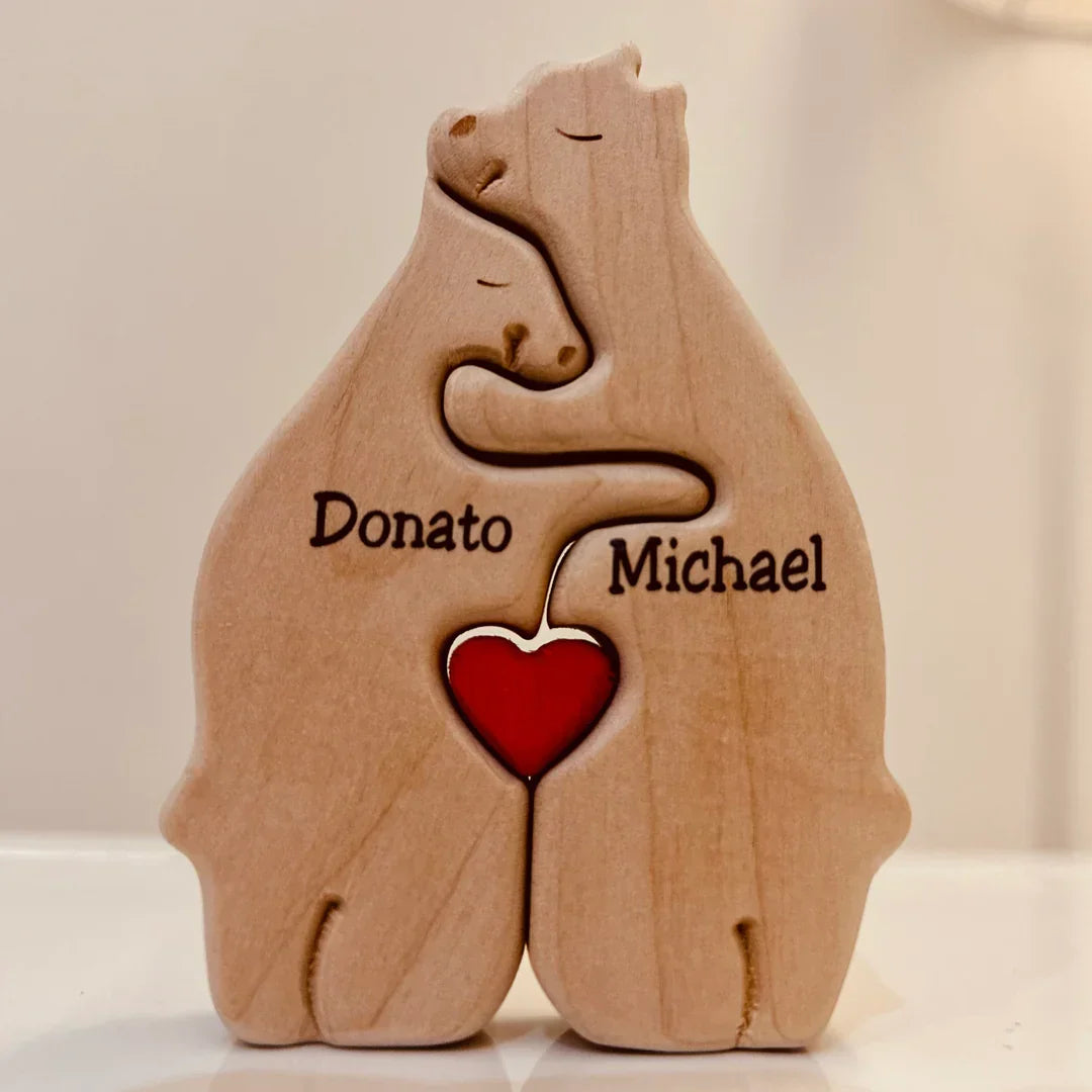 Famille d'Ours en Bois | Décoration personnalisable et unique pour une touche chaleureuse et personnelle