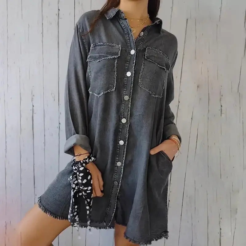 Julietta | Veste en jean longue pour femmes, polyvalente.