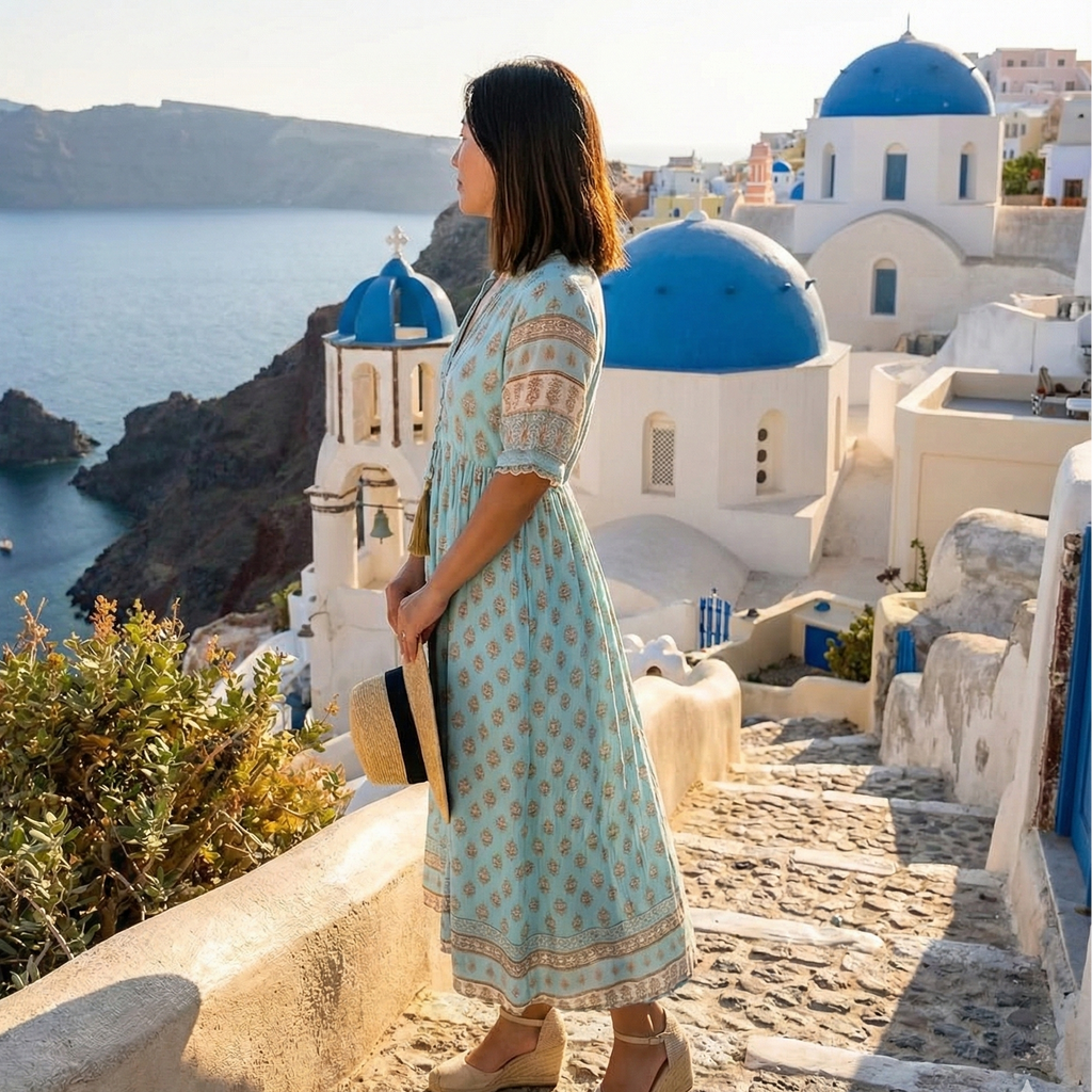 Robe midi d'été pour femmes – style boho plage avec poches
