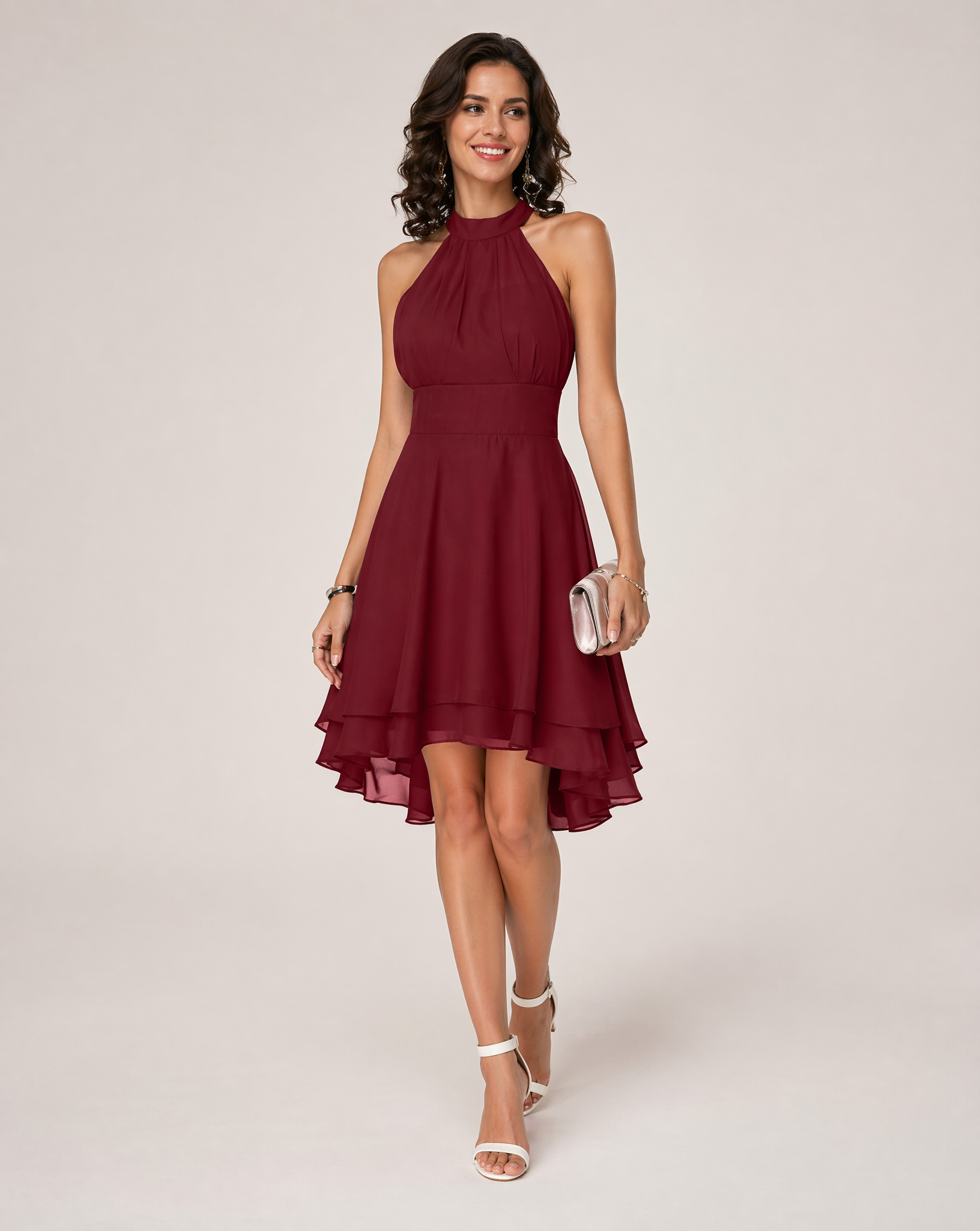 Robe Midi de Cocktail à Dos Nu pour Femmes