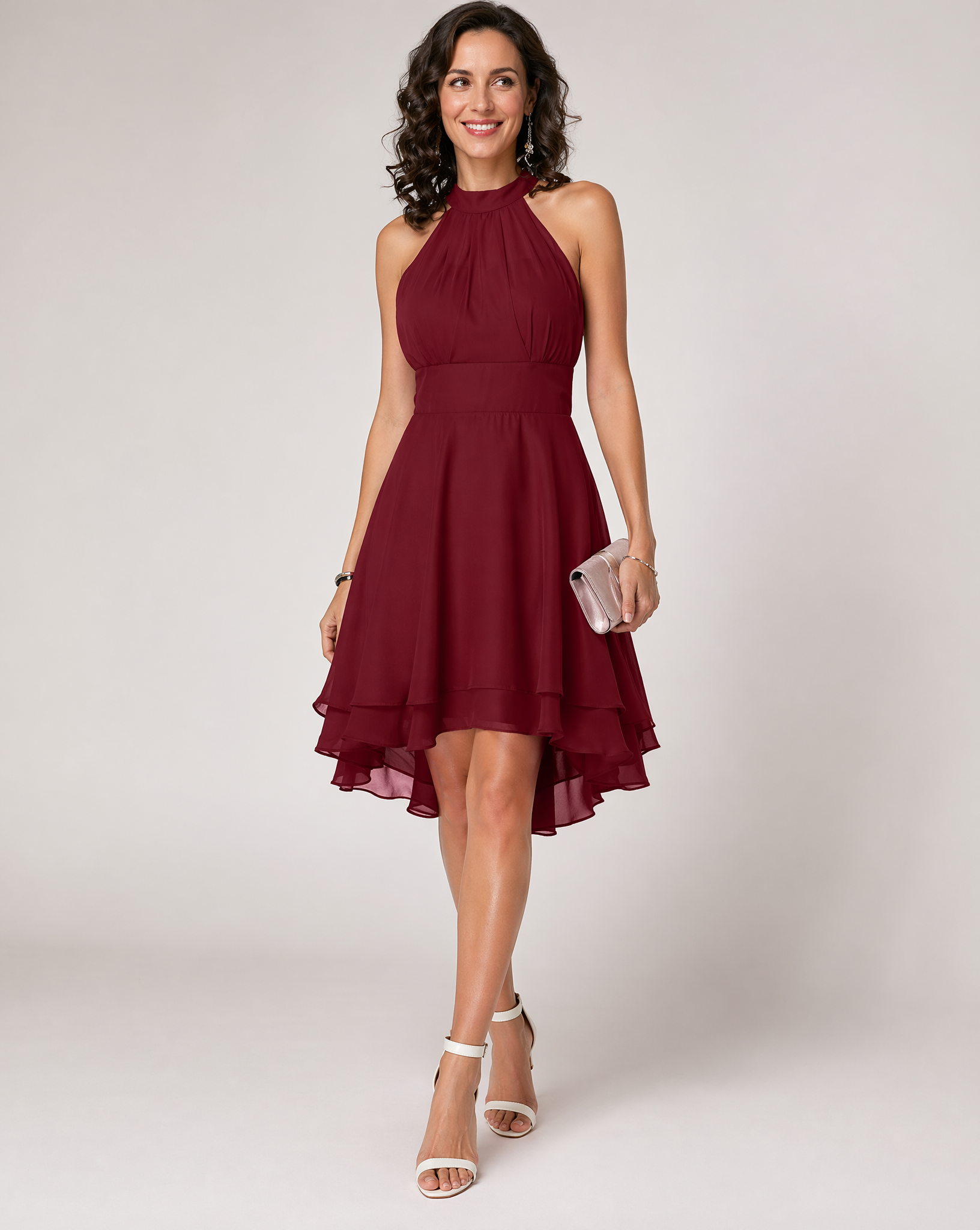 Robe Midi de Cocktail à Dos Nu pour Femmes