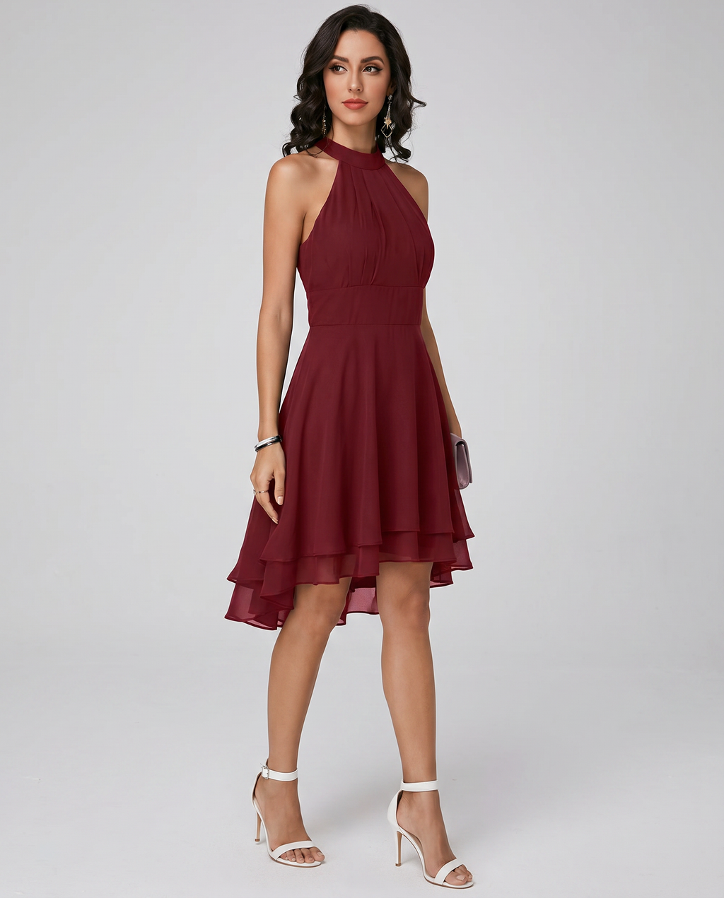 Robe Midi de Cocktail à Dos Nu pour Femmes