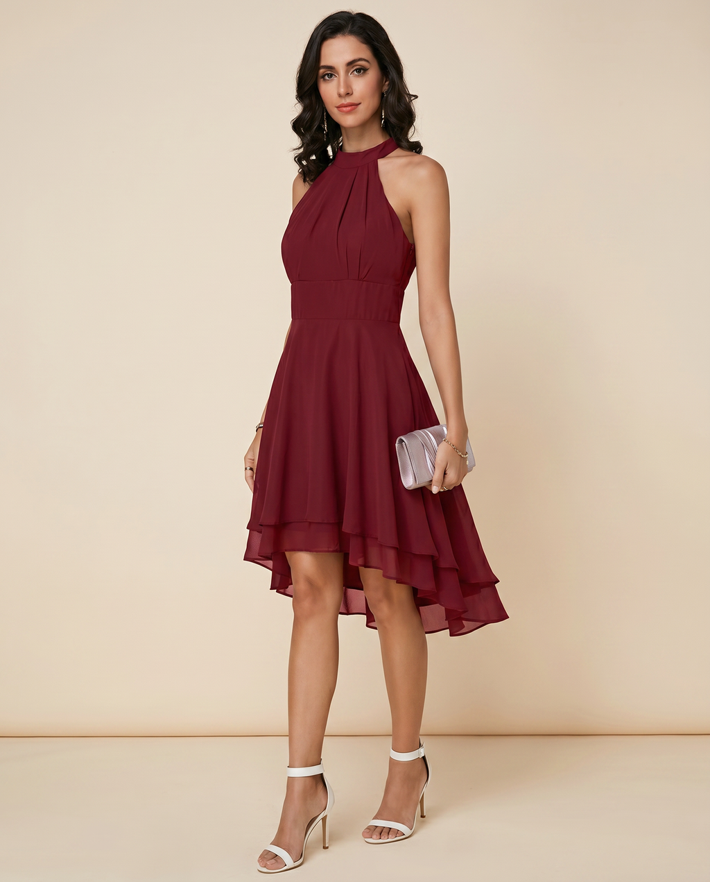 Robe Midi de Cocktail à Dos Nu pour Femmes