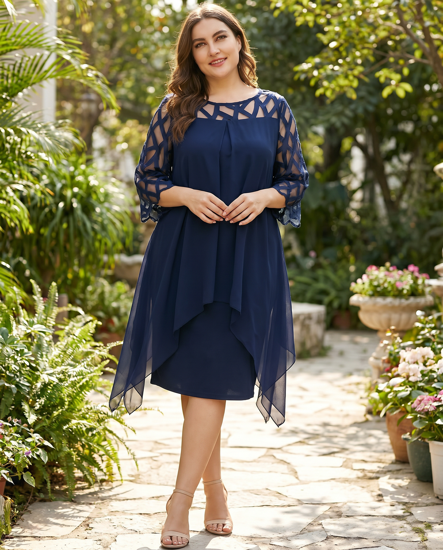 Robe Midi Cocktail Grande Taille pour Événement du Soir