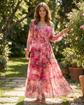 Robe Maxi Évasée Florale pour Soirée d'Été
