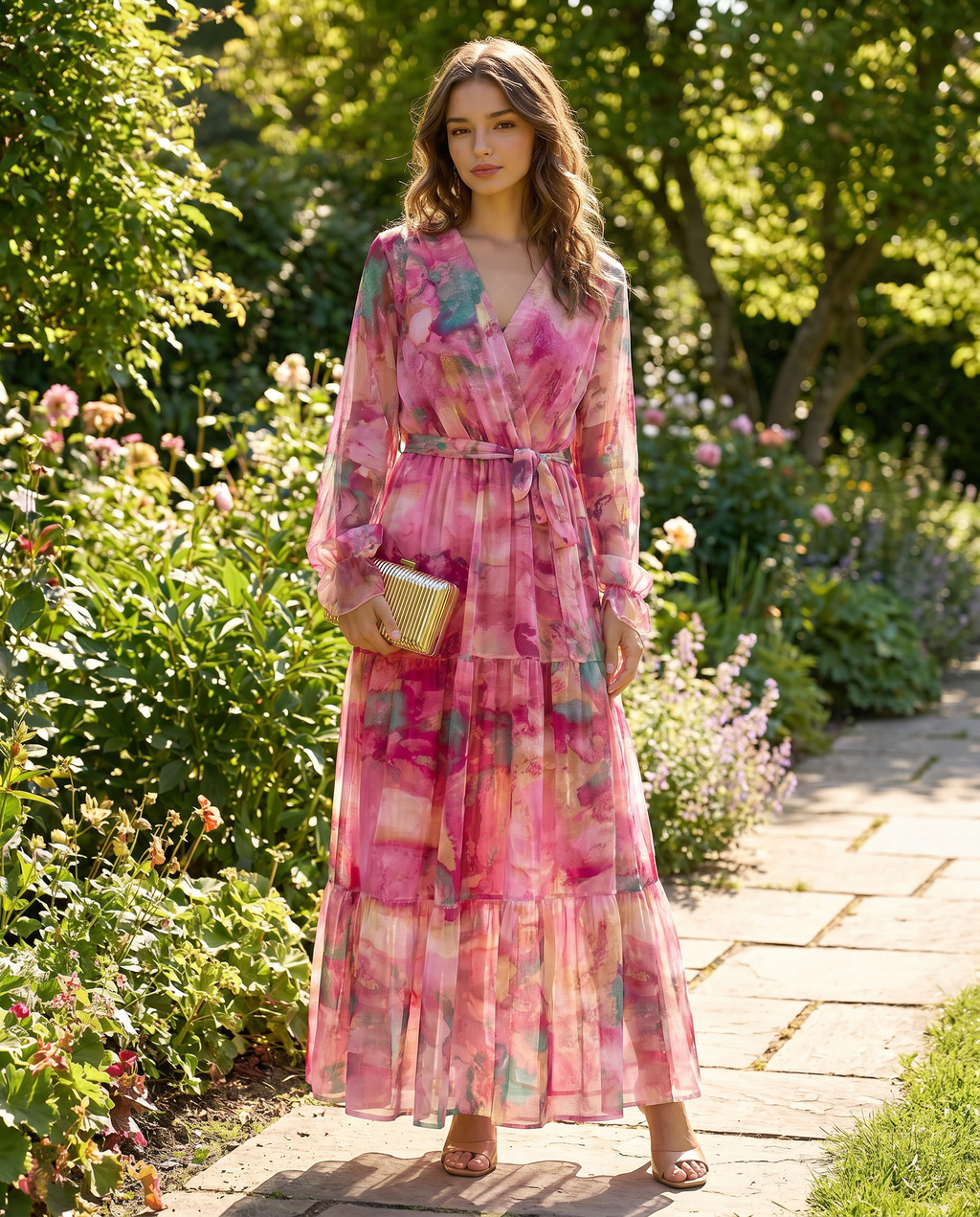 Robe Maxi Évasée Florale pour Soirée d'Été