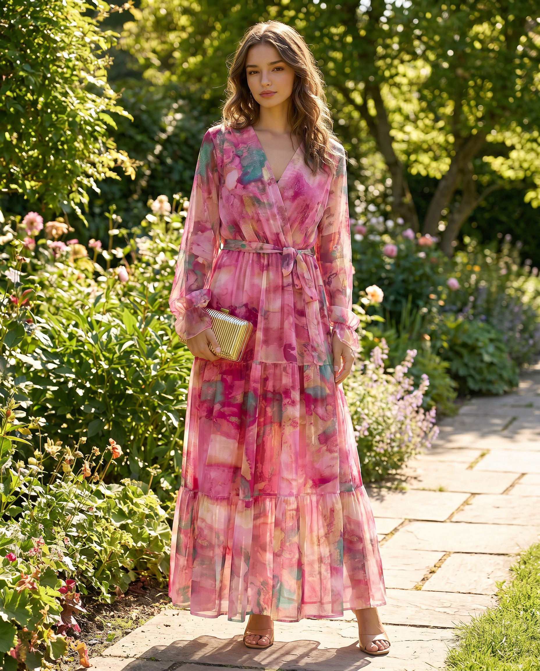 Robe Maxi Évasée Florale pour Soirée d'Été