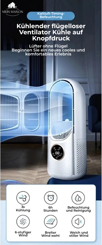 Ventilateur USB Sans Lame Refroidisseur d'Air Silencieux avec Minuterie et Humidification