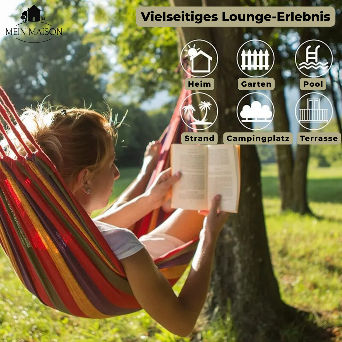 RelaxoLounge Hamac en Toile Durable avec Design Antidérapant, Capacité de Charge 200 kg
