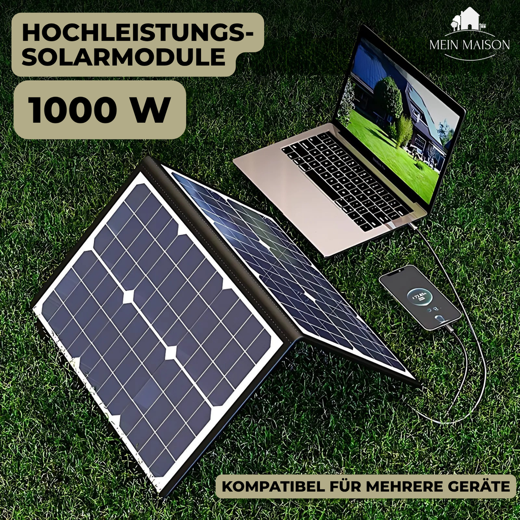 SolaraX 1000W Kit de Panneau Solaire Pliable | Pack Complet avec MPPT & USB/Type-C | Pour Camping, Voiture, Bateau & Camping-Car