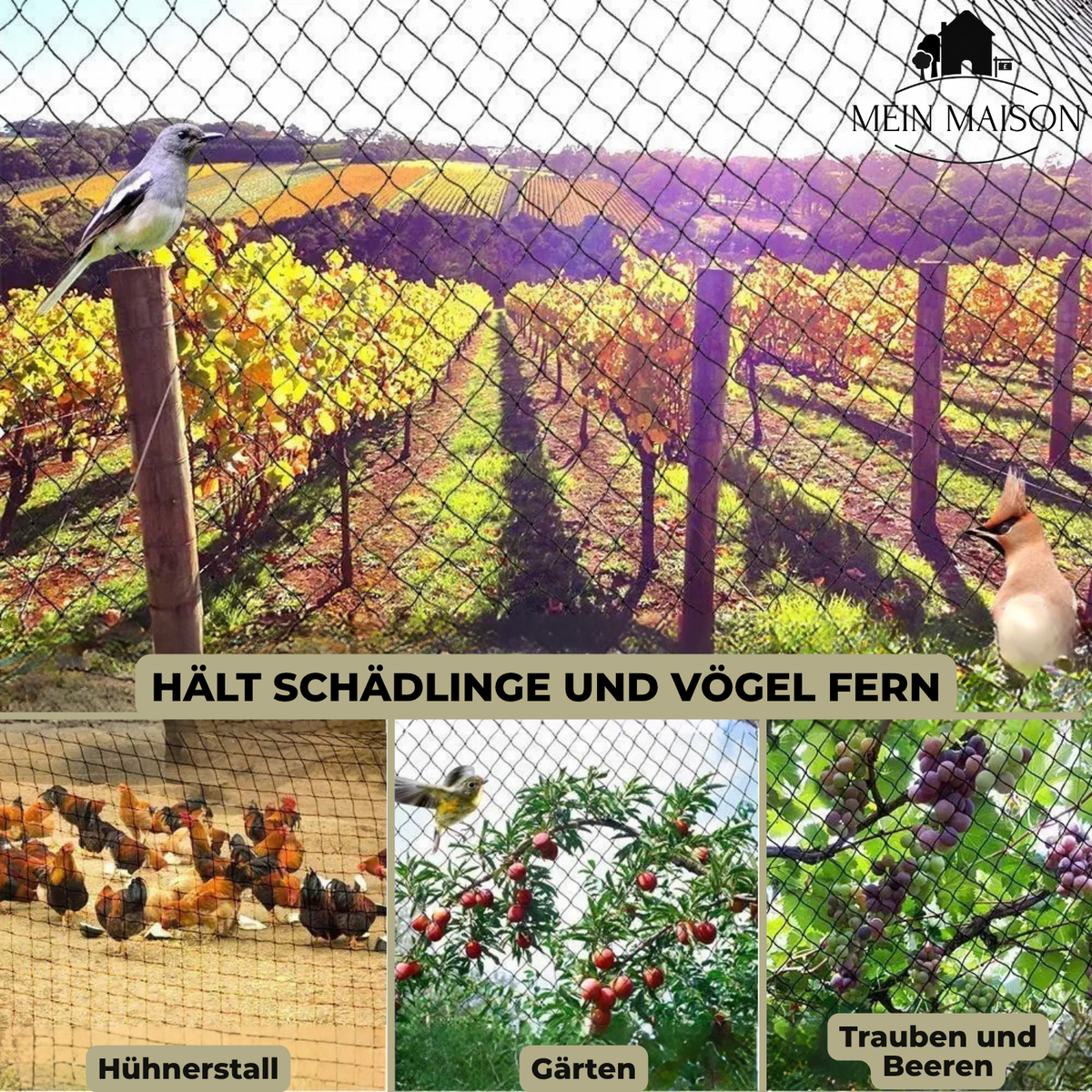 AgriNet Pro Filet de Jardin Résistant aux UV Anti-Déchirure Protection des Plantes Polyvalente Tailles Personnalisées Disponibles