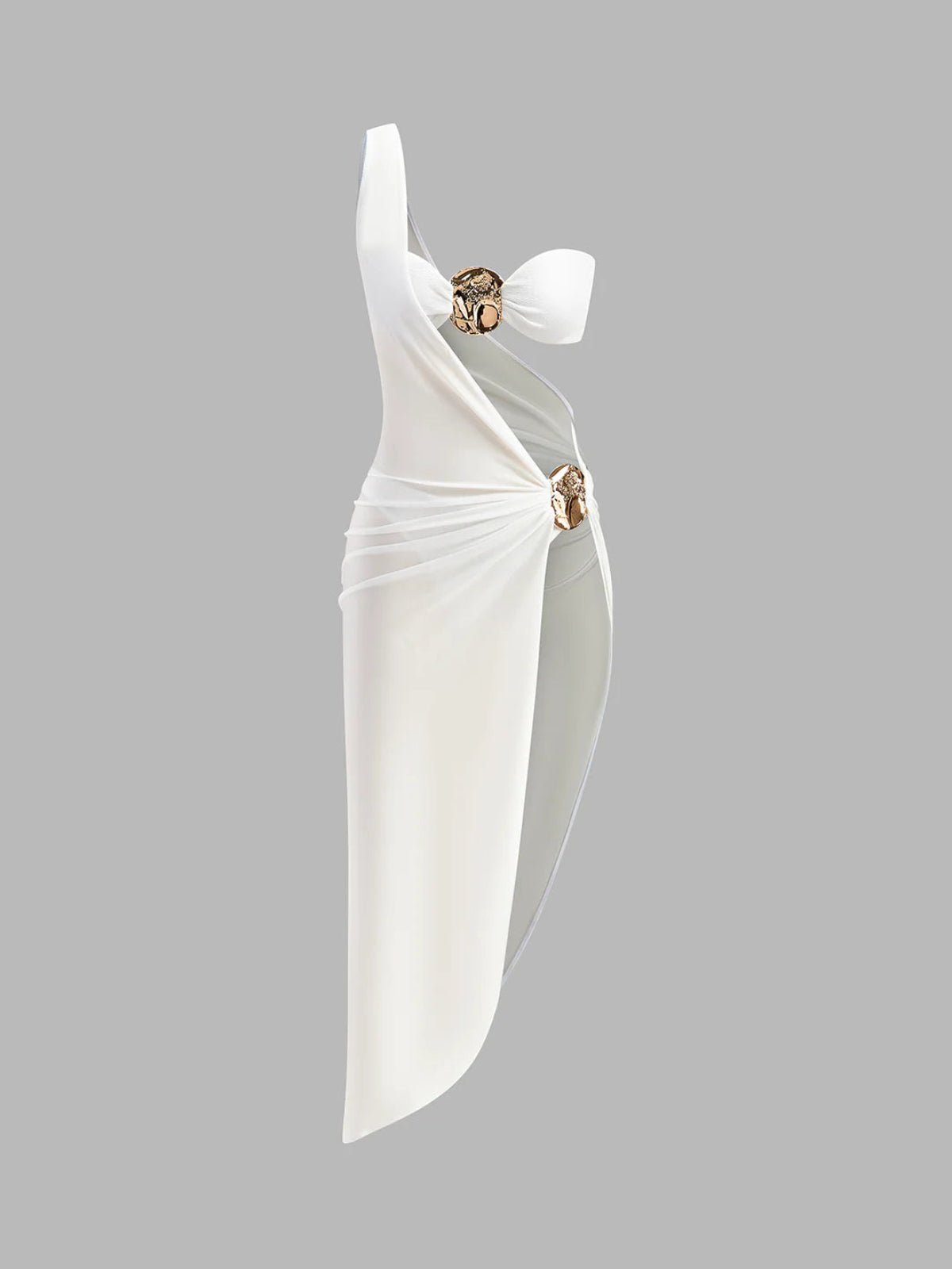 Robe d'été trois pièces en or avec découpes
