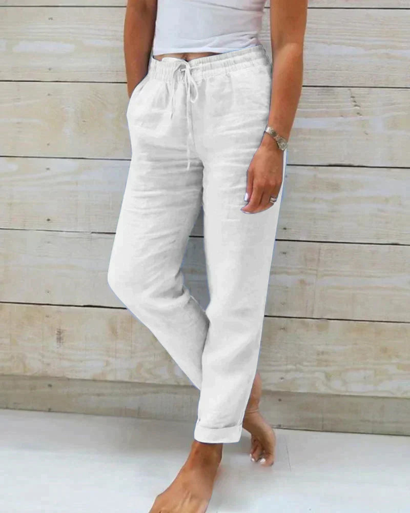 Pantalon Long Femme en Lin