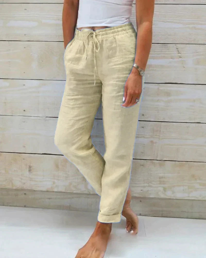 Pantalon Long Femme en Lin