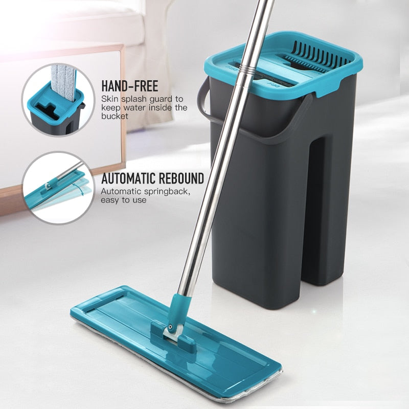 Serpillière Magique – Inclus 4 Pads, Rotatif à 360° & Essoré