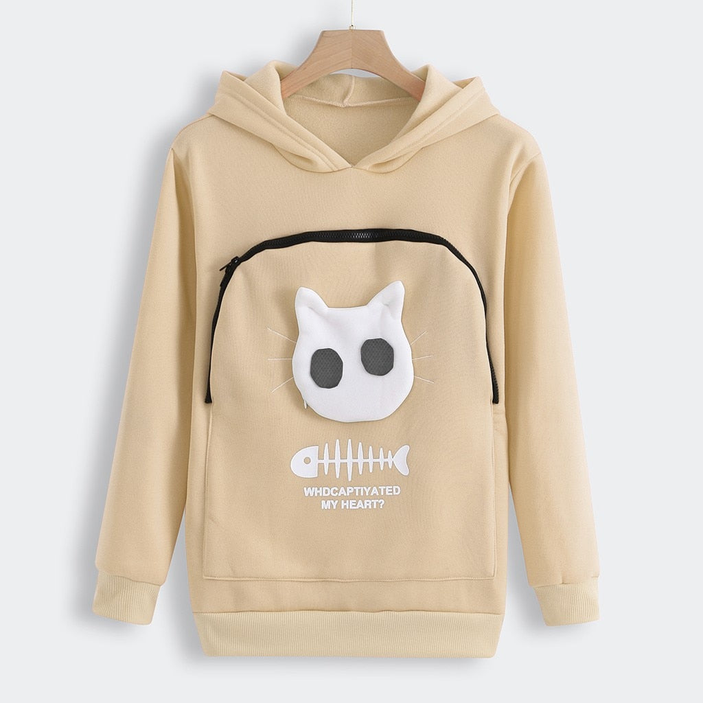Sweat Hug Pouch pour Amoureux des Animaux – Design en Coton Confortable avec Doublure Amovible et Poche Kangourou