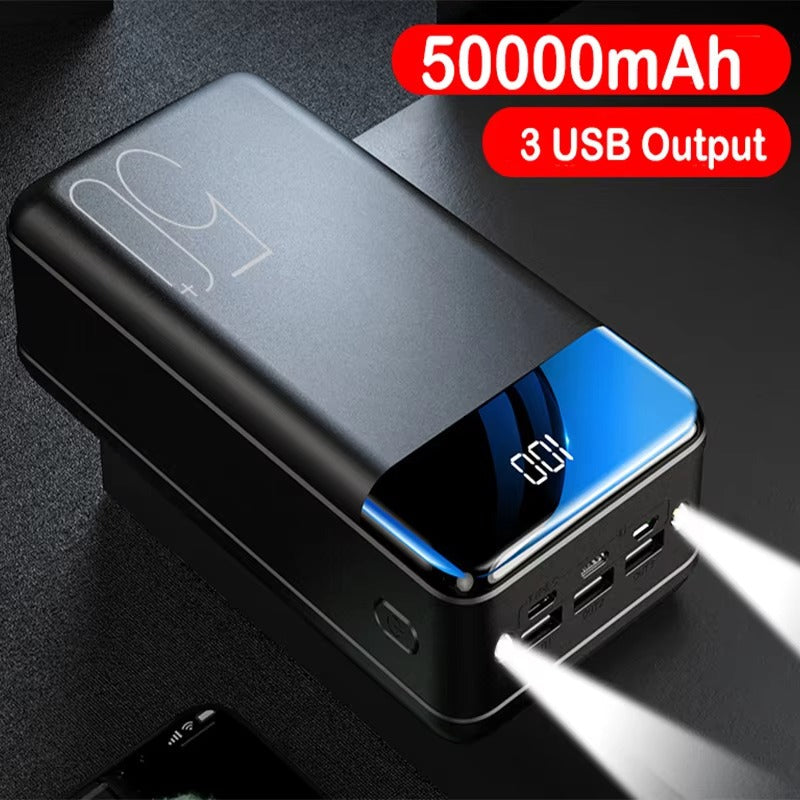 Batterie Externe Ultra Haute Capacité de 50 000 mAh – Charge Super Rapide pour Téléphones, Tablettes & Ordinateurs Portables