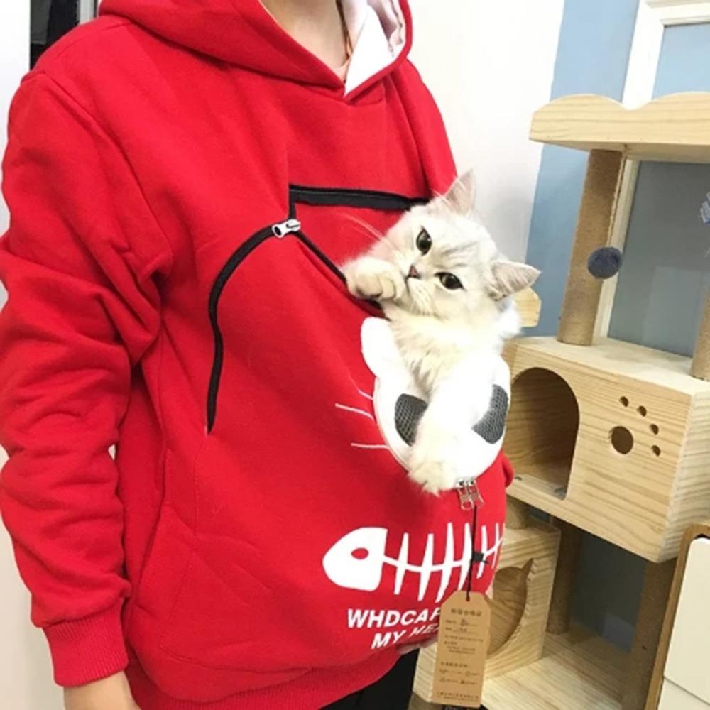 Sweat Hug Pouch pour Amoureux des Animaux – Design en Coton Confortable avec Doublure Amovible et Poche Kangourou