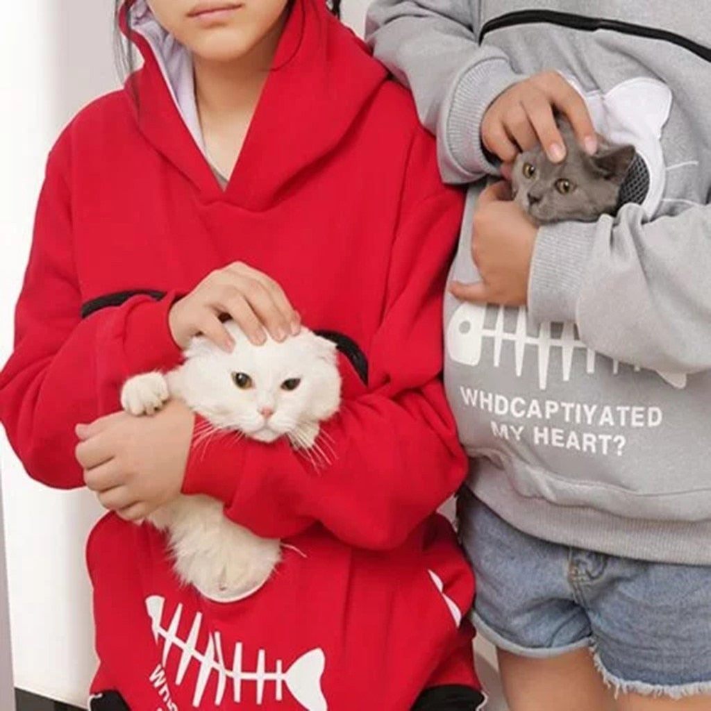 Sweat Hug Pouch pour Amoureux des Animaux – Design en Coton Confortable avec Doublure Amovible et Poche Kangourou