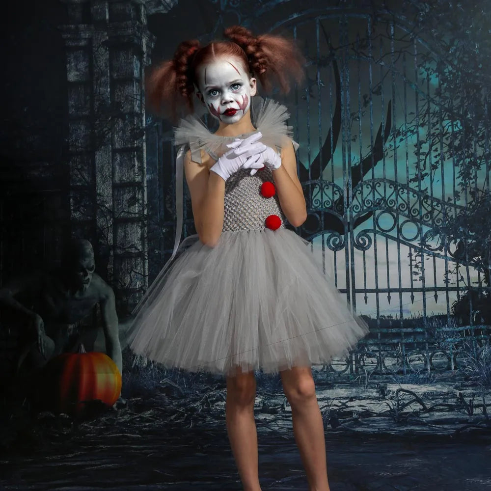 Costume de Clown pour Enfants d'Halloween en Tutu