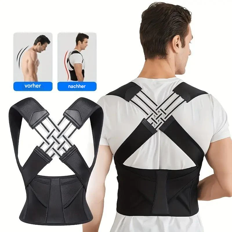 Correcteur de posture ergonomique pour soulagement de la douleur au cou et au dos, ajustable et stable
