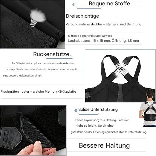 Correcteur de posture ergonomique pour soulagement de la douleur au cou et au dos, ajustable et stable