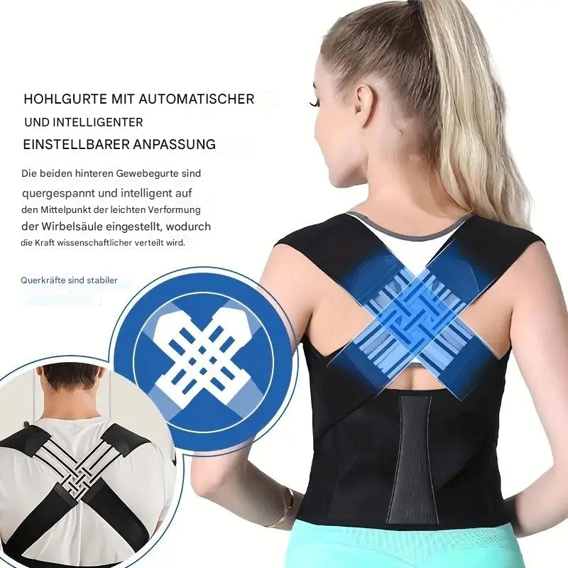 Correcteur de posture ergonomique pour soulagement de la douleur au cou et au dos, ajustable et stable