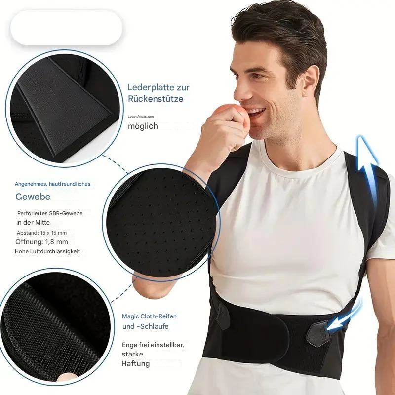 Correcteur de posture ergonomique pour soulagement de la douleur au cou et au dos, ajustable et stable