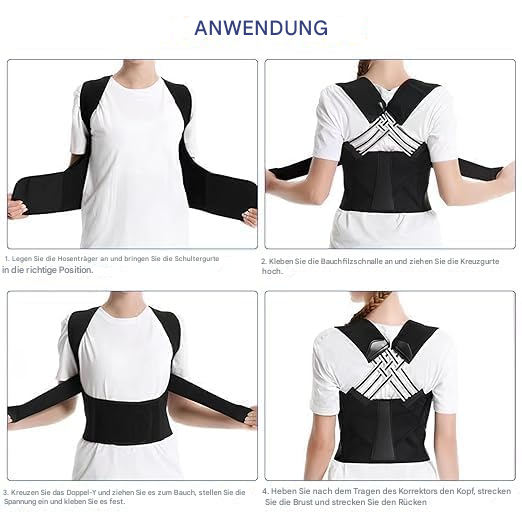 Correcteur de posture ergonomique pour soulagement de la douleur au cou et au dos, ajustable et stable