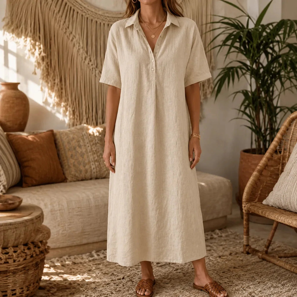 Lunavia – Robe chemise midi surdimensionnée pour femme