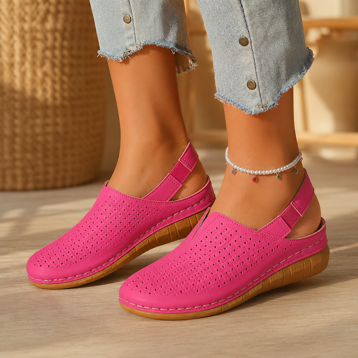 Solea – Sandales Confort à Talon Compensé Perforées pour Femme