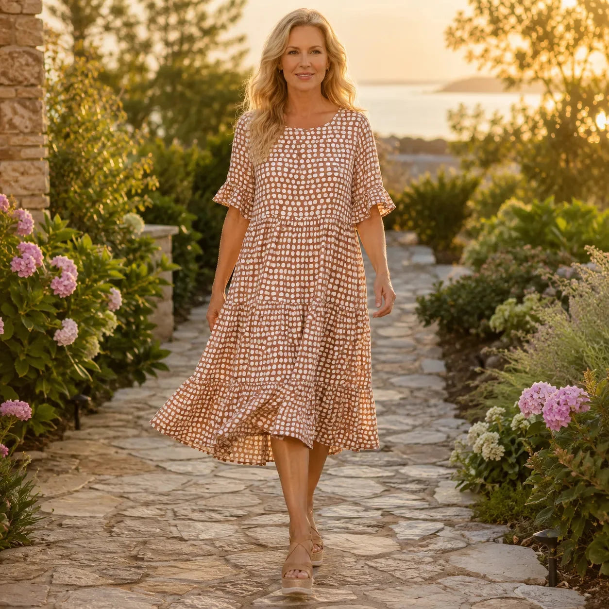 Soleluna – Robe midi à pois à volants