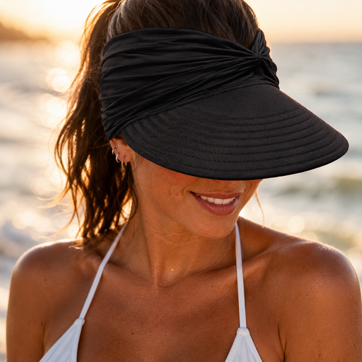 Solenza – Visière plissée UPF 50+ pour femmes, à large bord et pliable