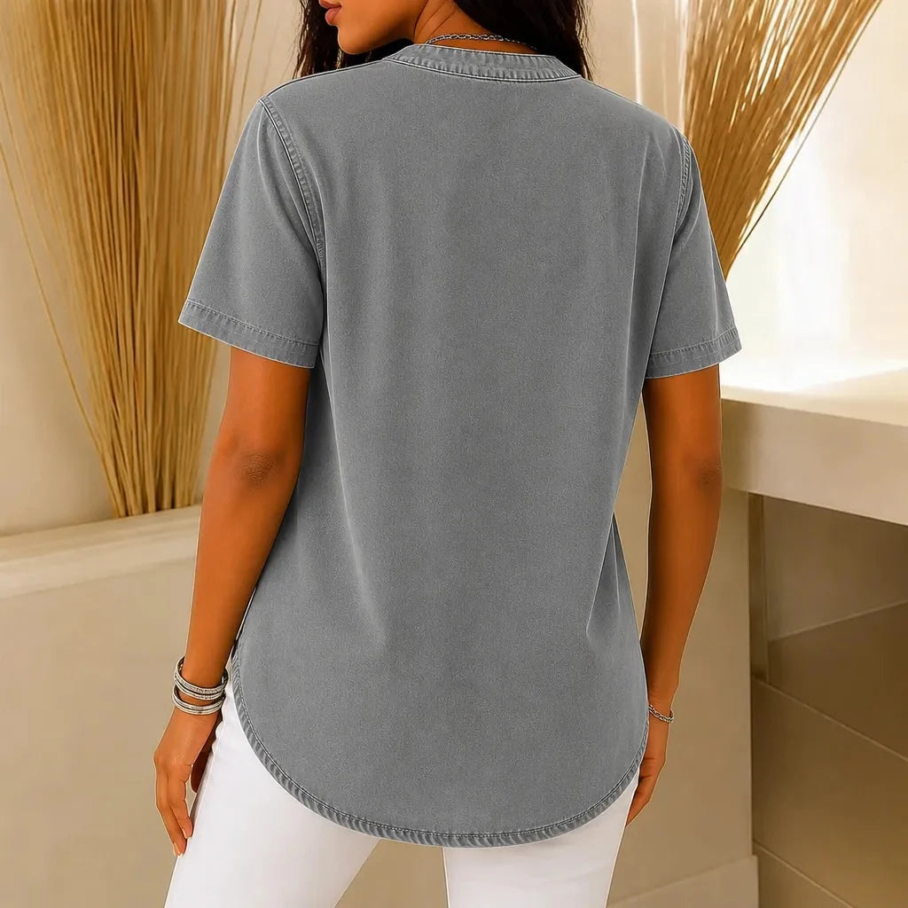 Avelyn – Tunique Henley avec Boutons Latéraux pour Femmes