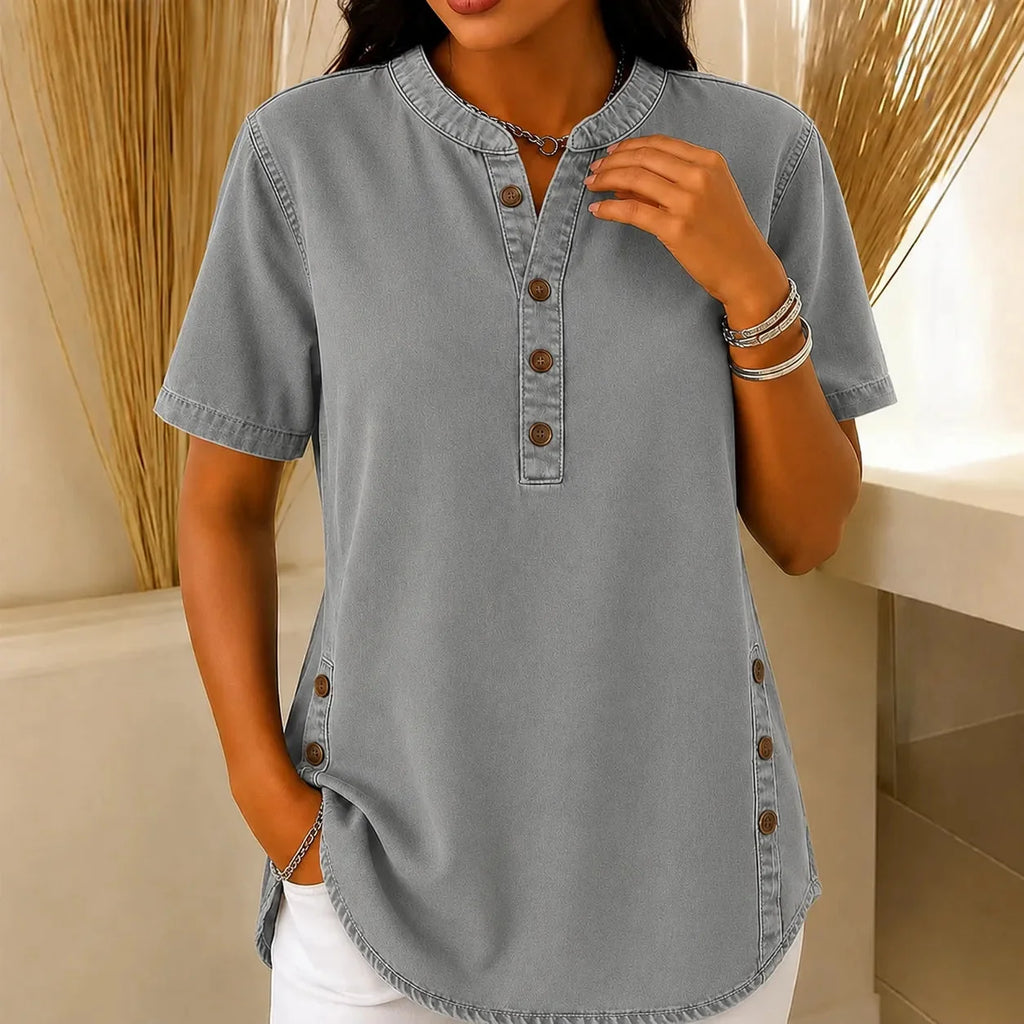 Avelyn – Tunique Henley avec Boutons Latéraux pour Femmes