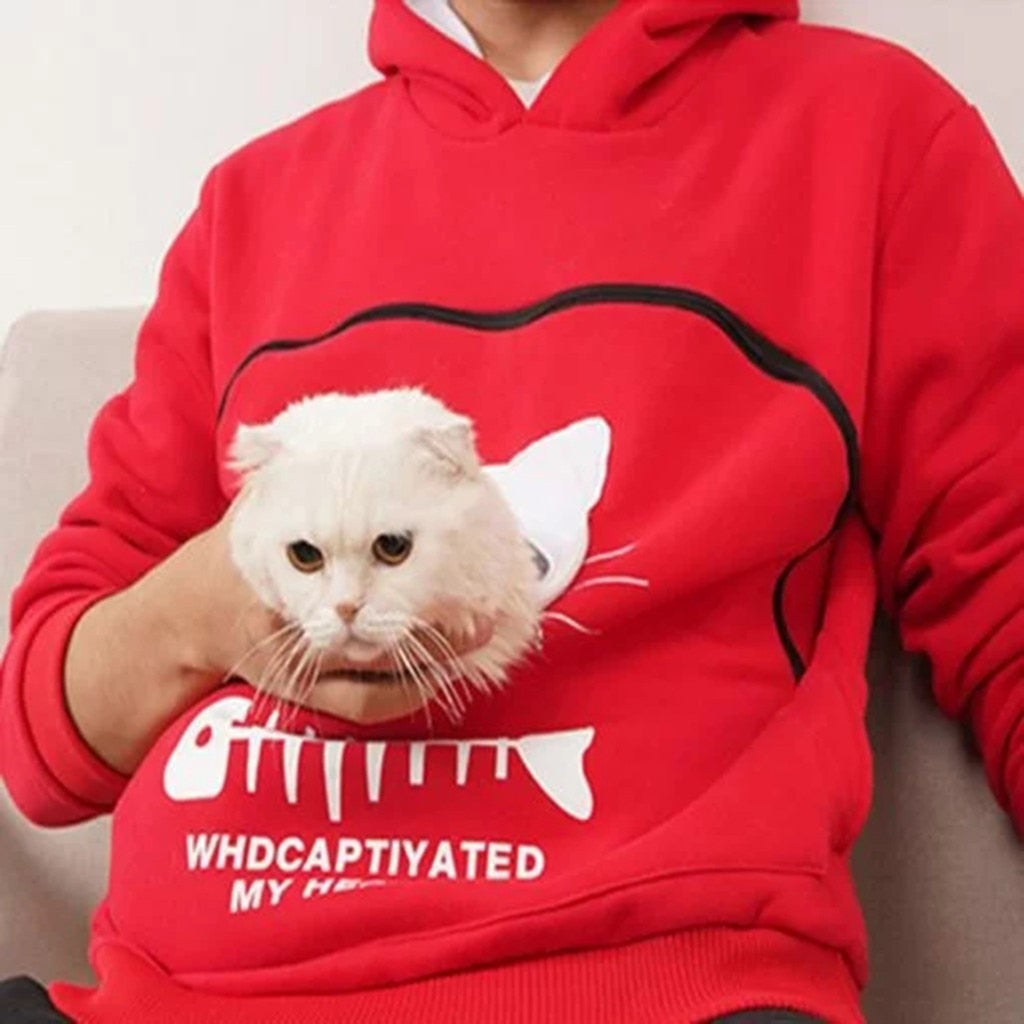 Sweat Hug Pouch pour Amoureux des Animaux – Design en Coton Confortable avec Doublure Amovible et Poche Kangourou