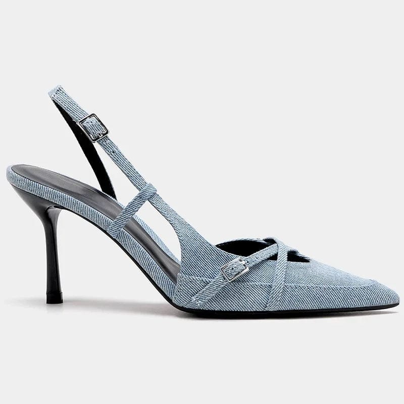 Lumière | Escarpins Slingback en Denim Élégant avec Bout Pointu