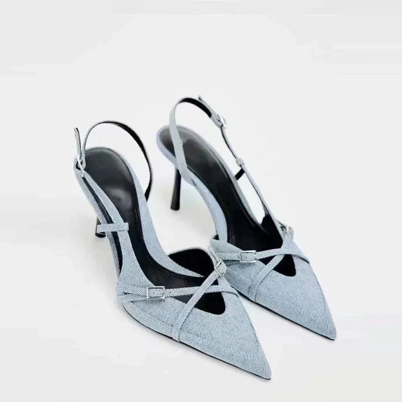 Lumière | Escarpins Slingback en Denim Élégant avec Bout Pointu