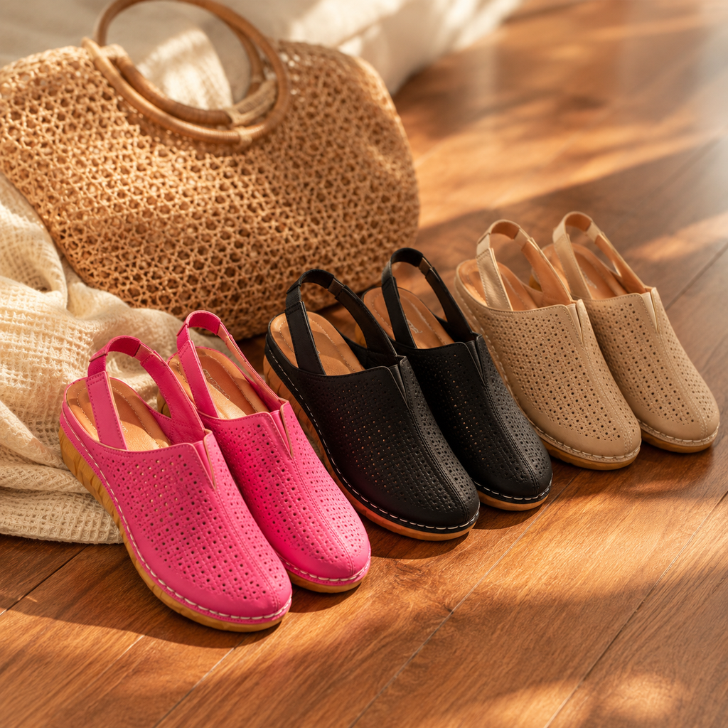 Solea – Sandales Confort à Talon Compensé Perforées pour Femme