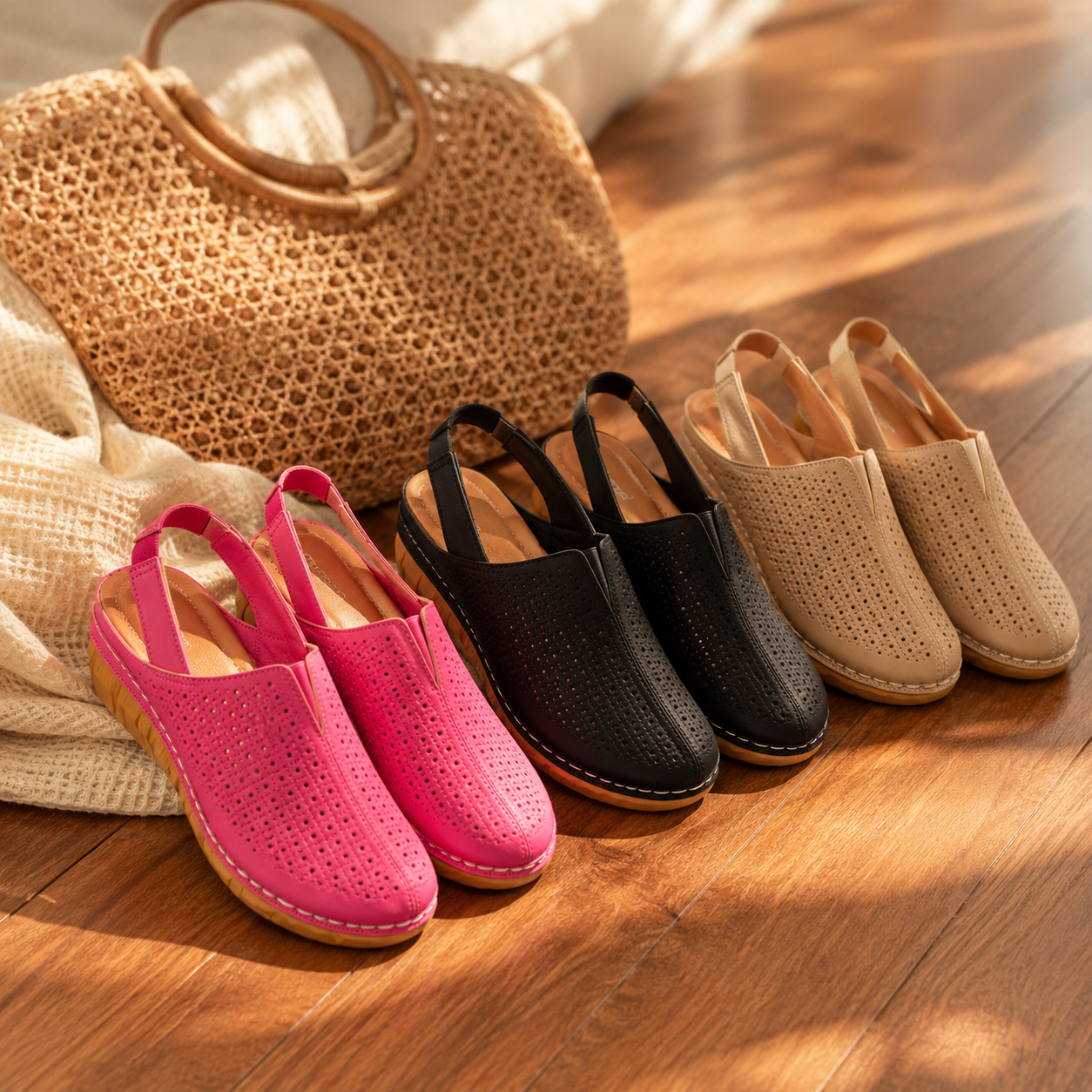 Solea – Sandales Confort à Talon Compensé Perforées pour Femme