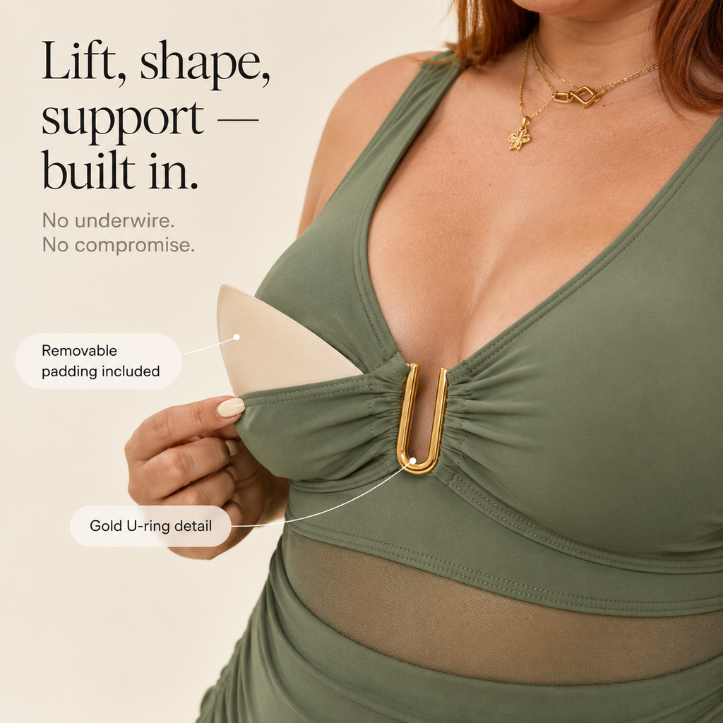 Soliva – Maillot de bain une pièce en mesh froncé avec jupe intégrée