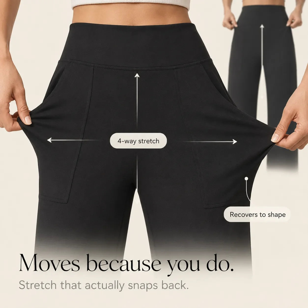 Velessa – Pantalon cropped taille haute à jambes larges avec poches
