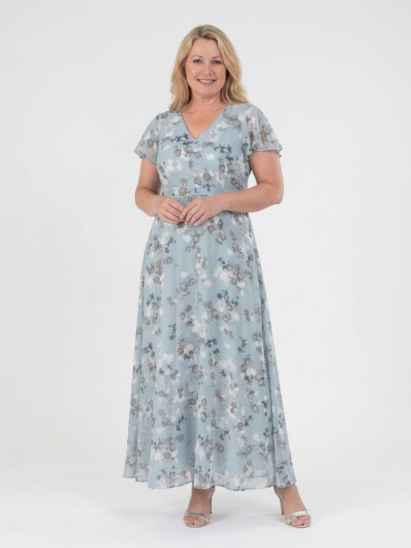 Ismeria | Robe Maxi Chiffon Fleurie