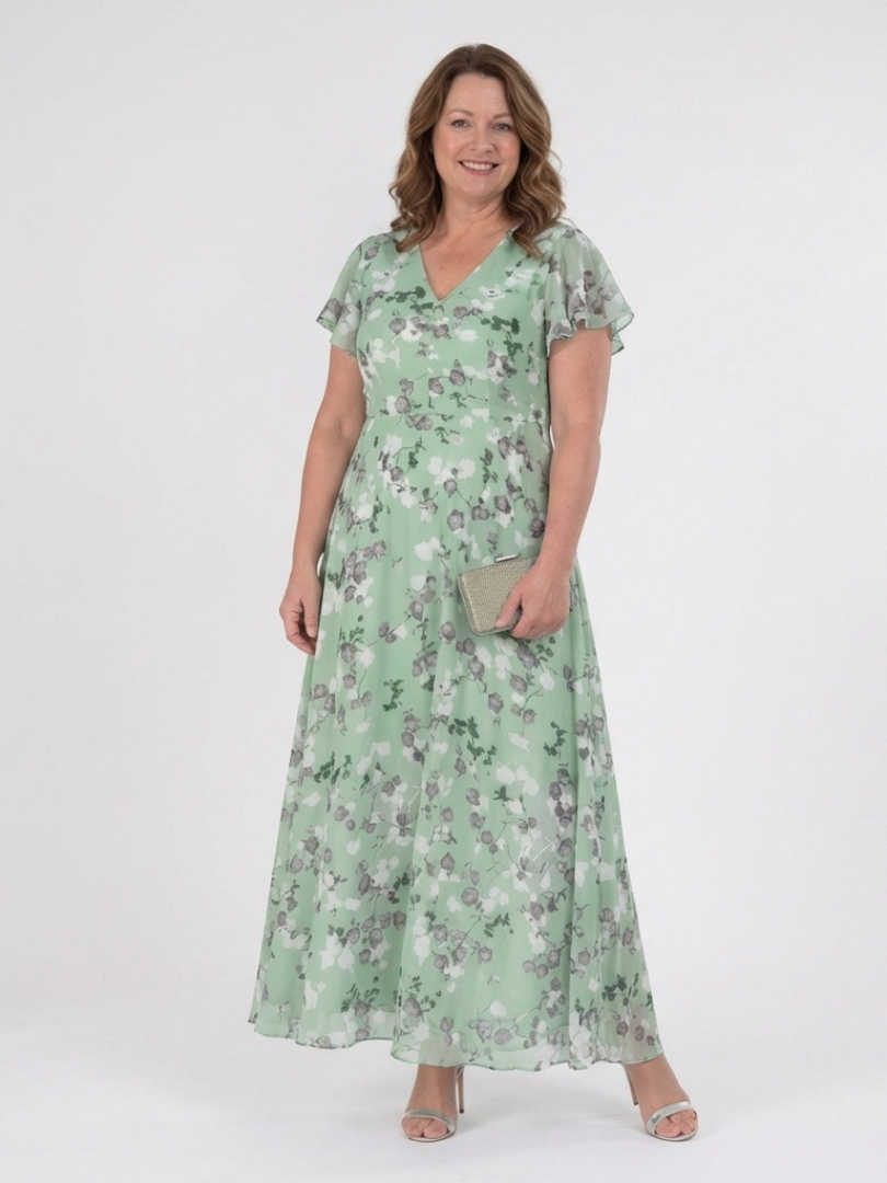 Ismeria | Robe Maxi Chiffon Fleurie
